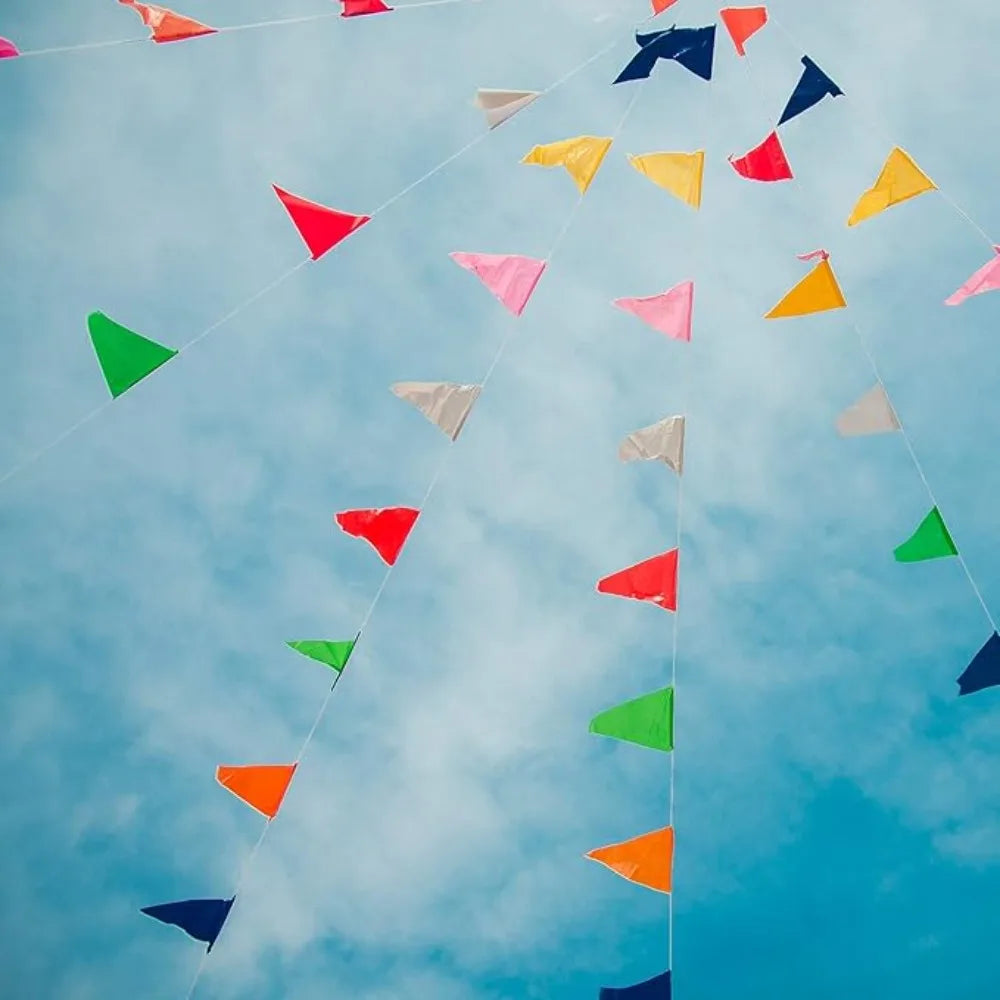 100m Multicolored Triangle Flags Banner