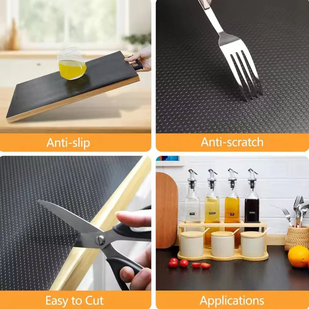 Multiple-Sized Black Cabinet And Drawer Liners