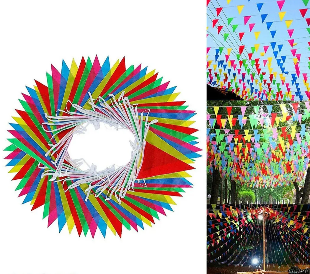 100M Multicolored Triangle Flags Banner