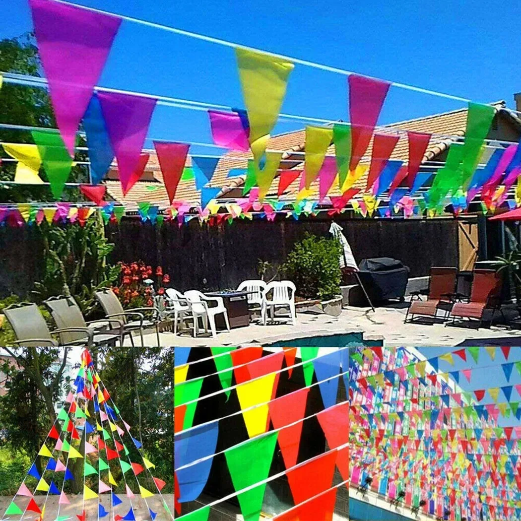 100M Multicolored Triangle Flags Banner