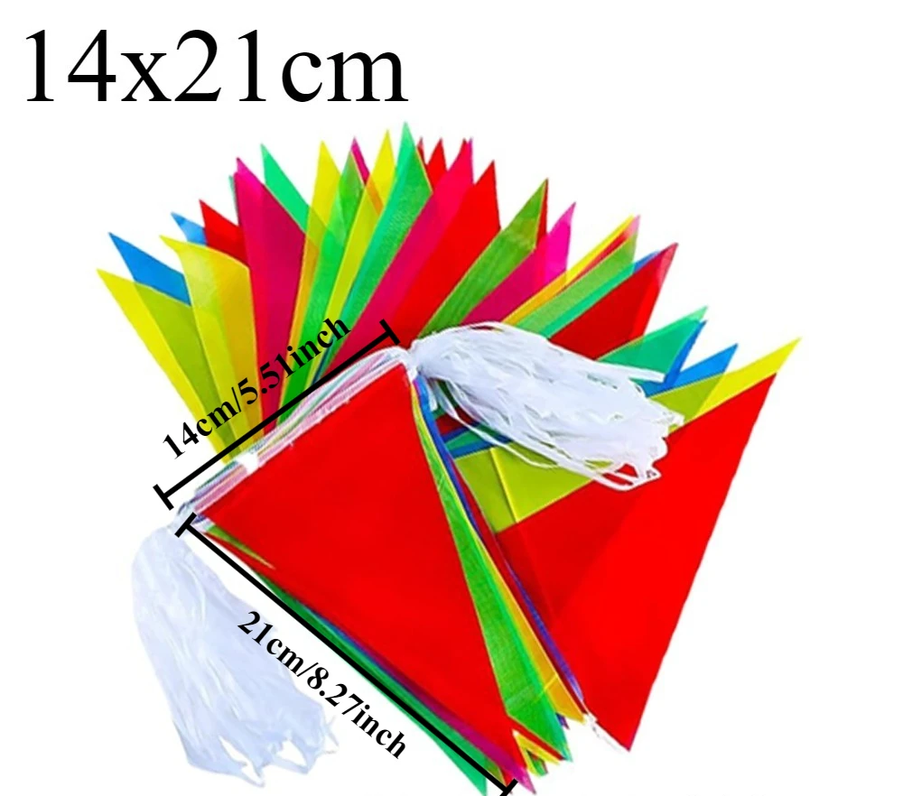100m Multicolored Triangle Flags Banner