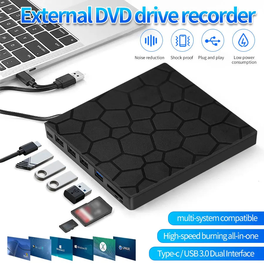 Portable DVD Player 7 in 1 External Drive USB