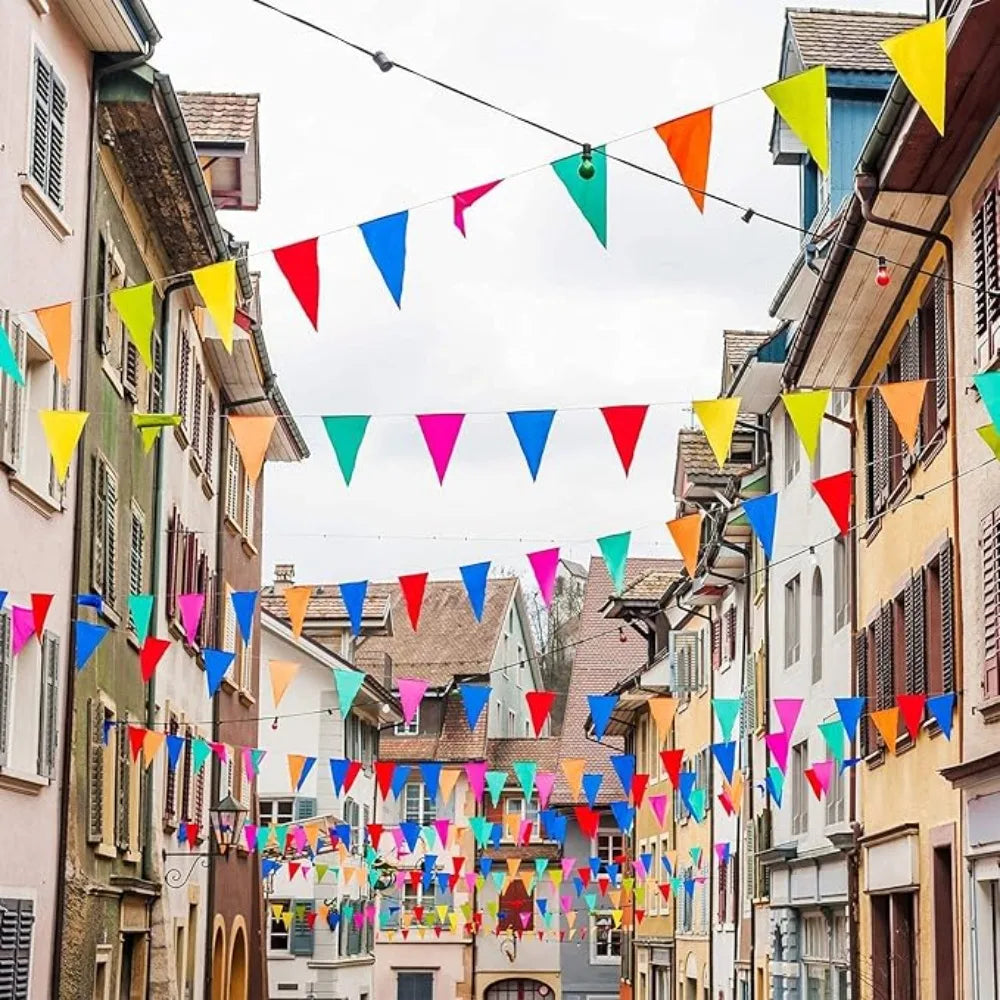 100m Multicolored Triangle Flags Banner