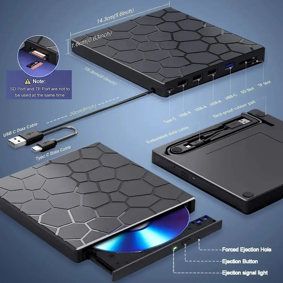 Portable DVD Player 7 in 1 External Drive USB