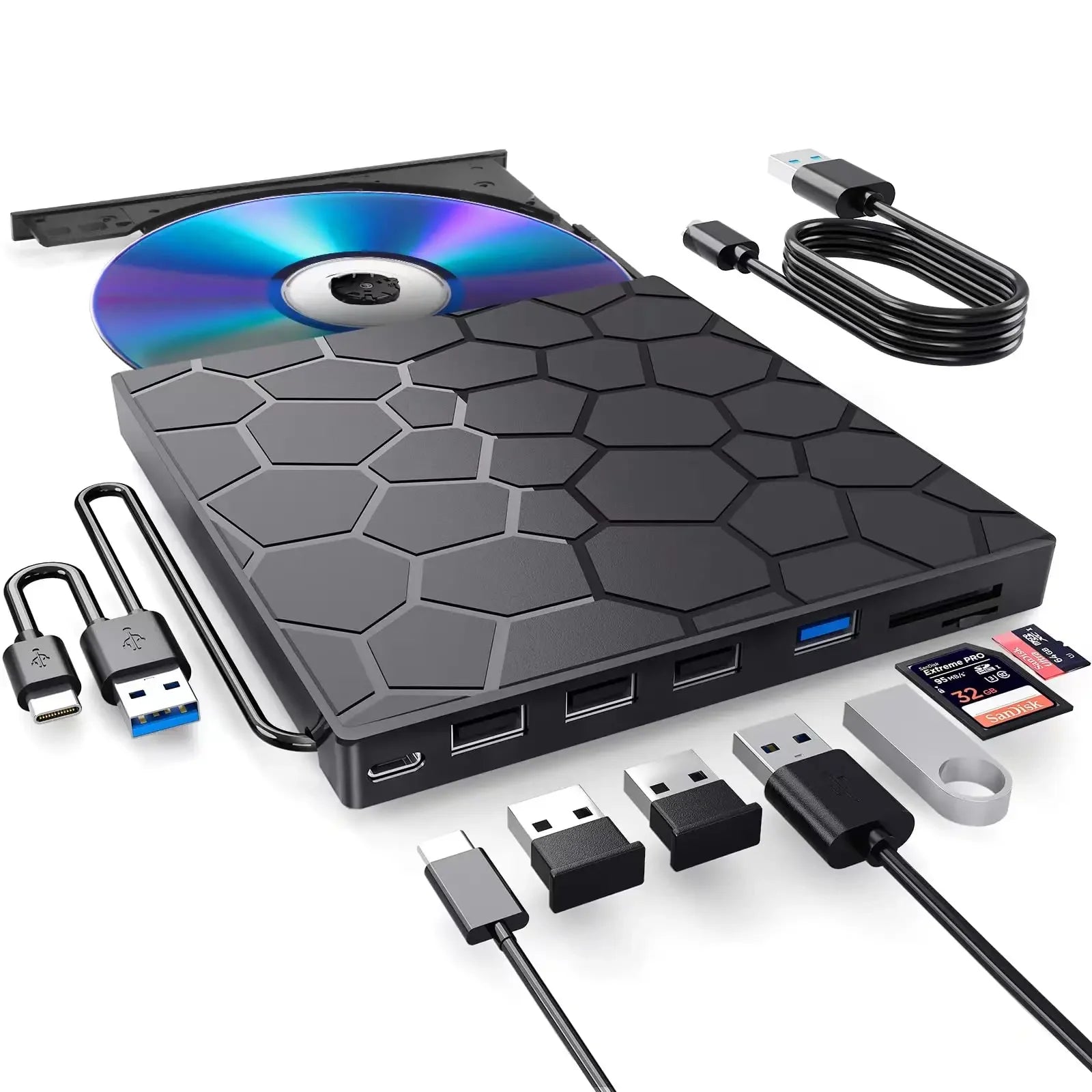 Portable DVD Player 7 in 1 External Drive USB