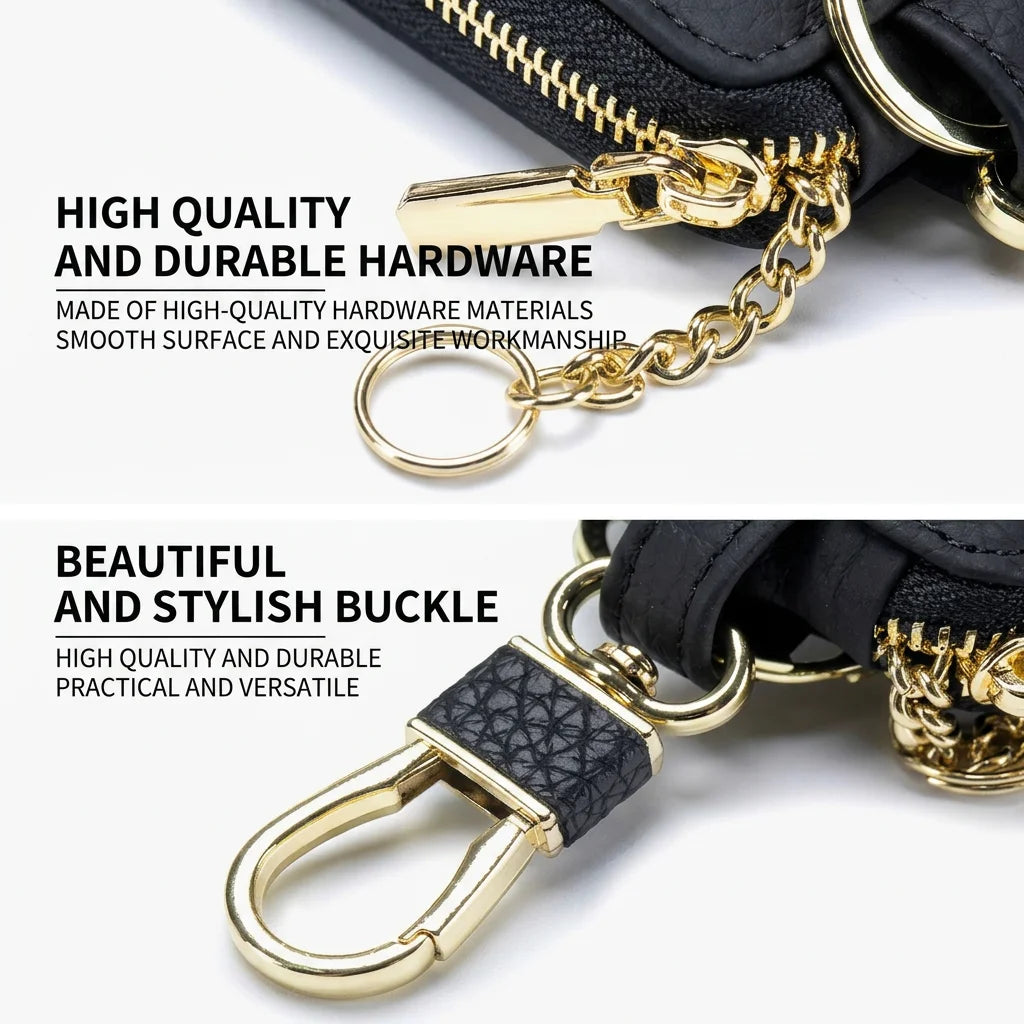 Portable Key Chain Case - Leather Key Pouch 