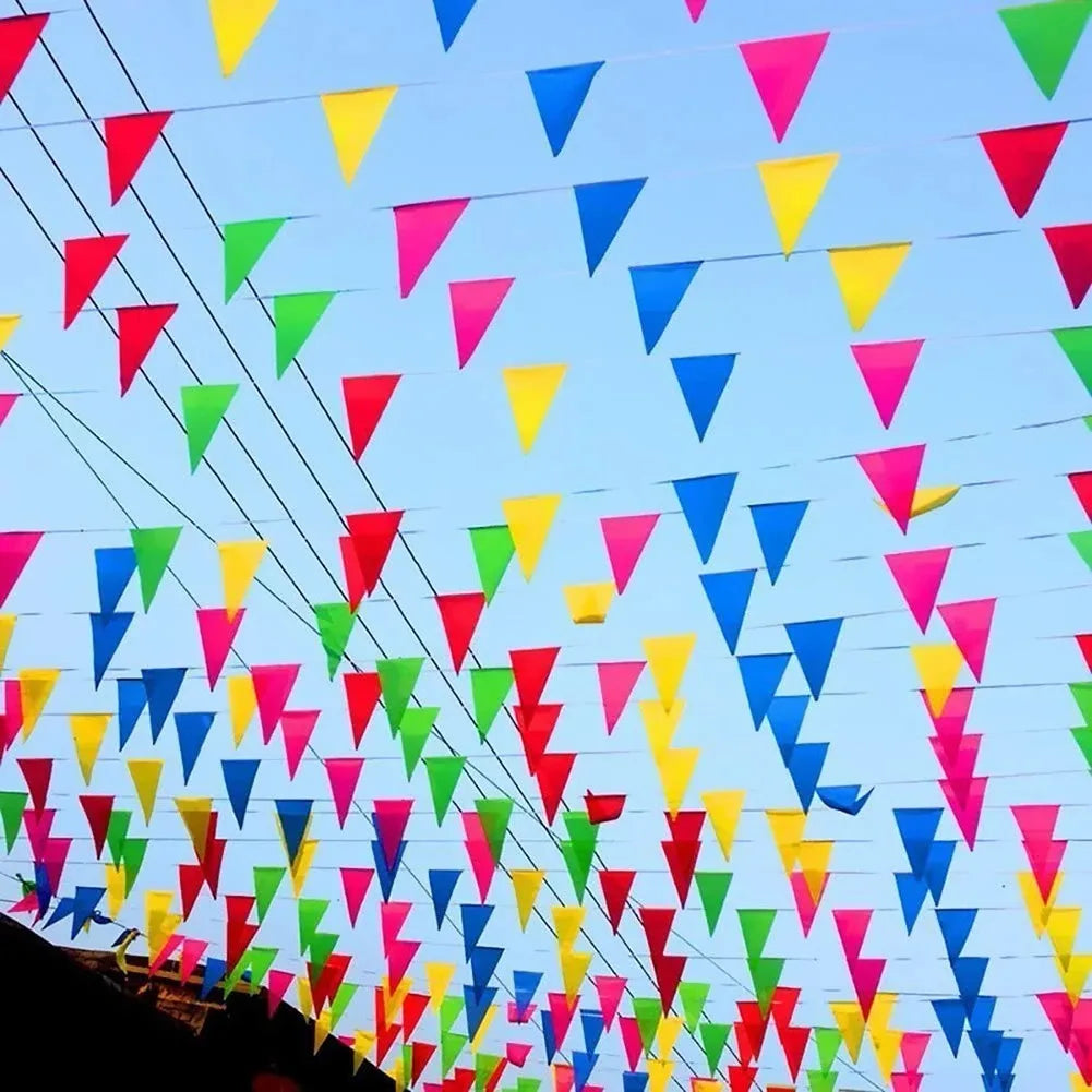 100M Multicolored Triangle Flags Banner