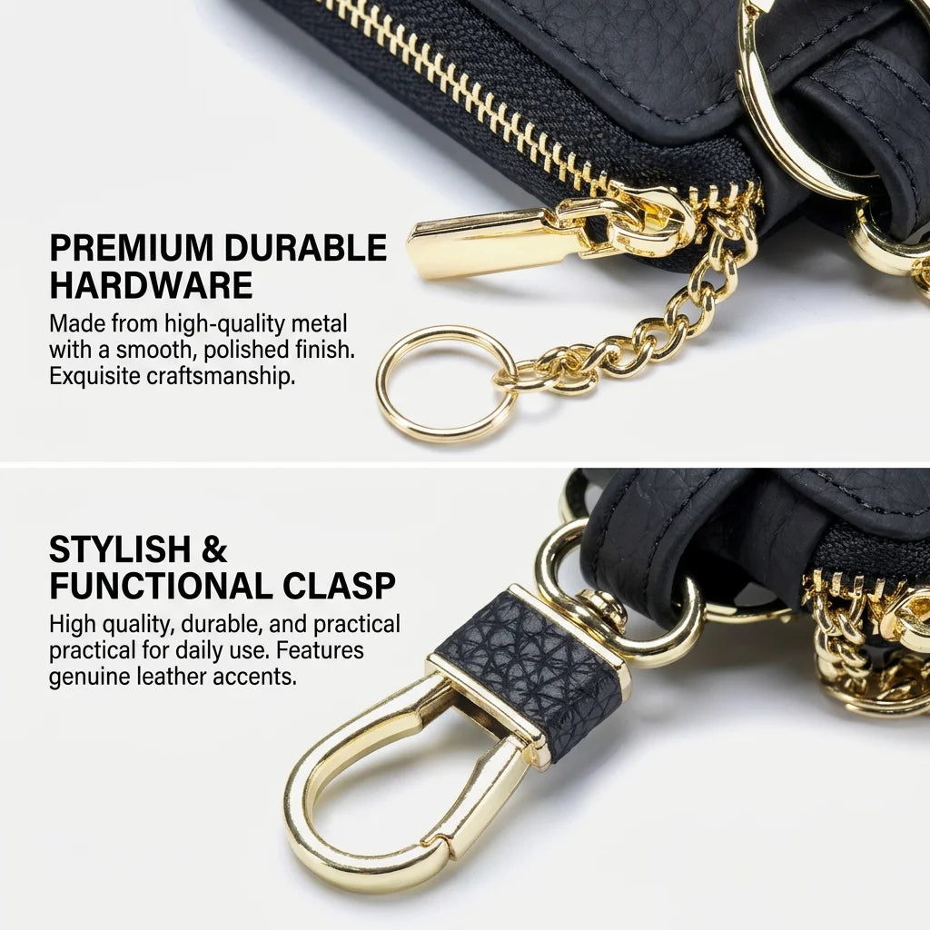 Portable Key Chain Case - Leather Key Pouch 
