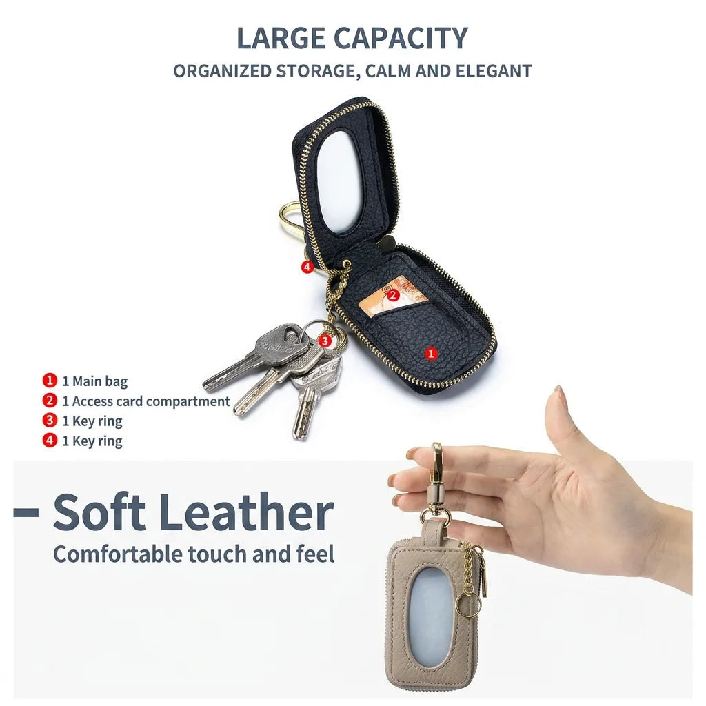 Portable Key Chain Case - Leather Key Pouch 
