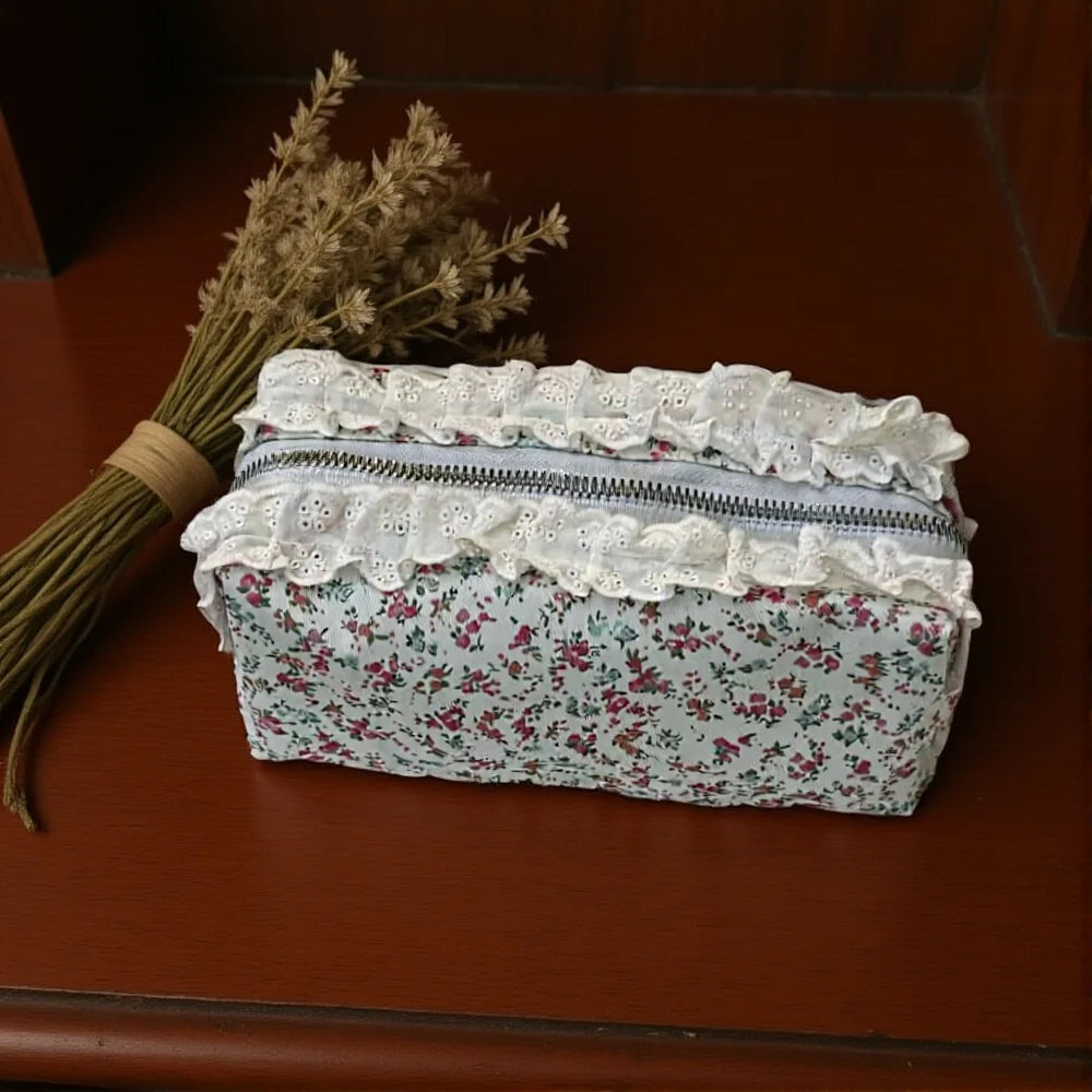 Cute Floral Zippered Pencil Case