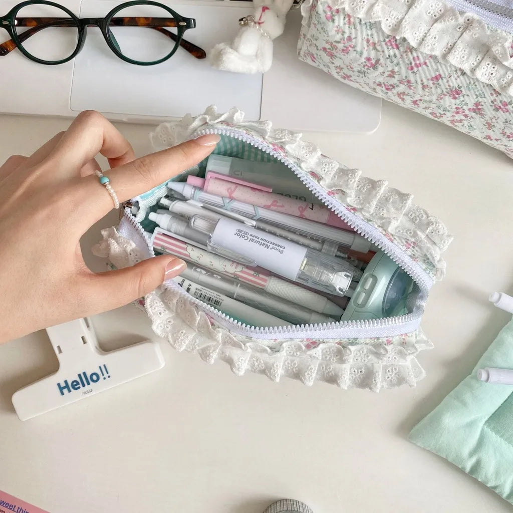 Cute Floral Zippered Pencil Case