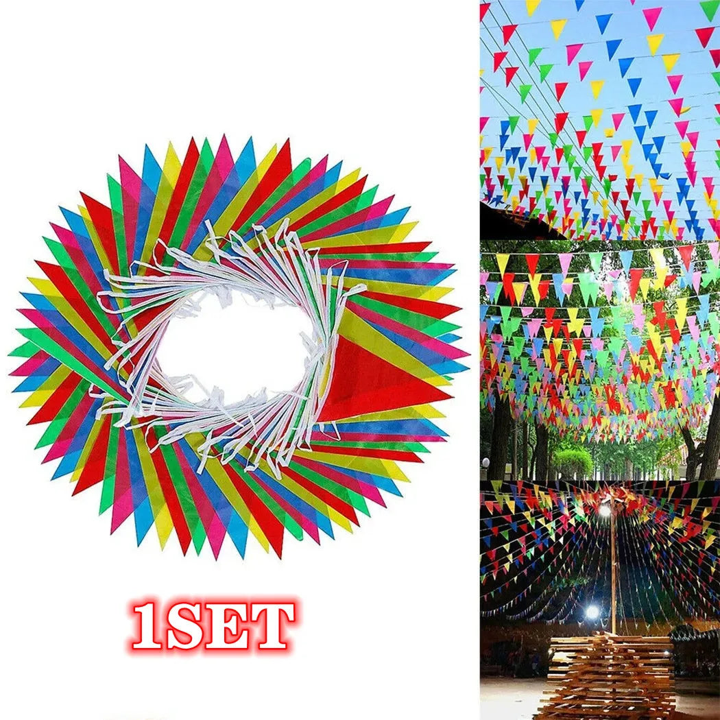 100M Multicolored Triangle Flags Banner