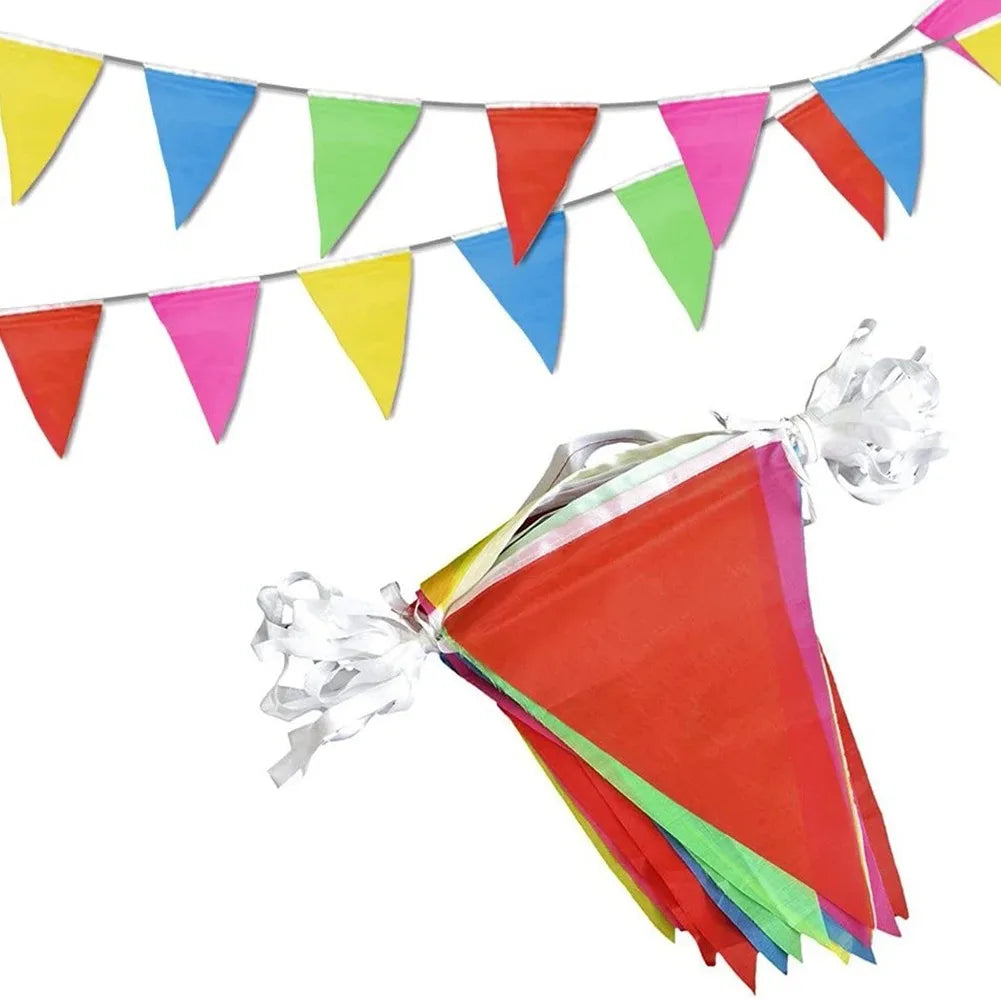 100M Multicolored Triangle Flags Banner