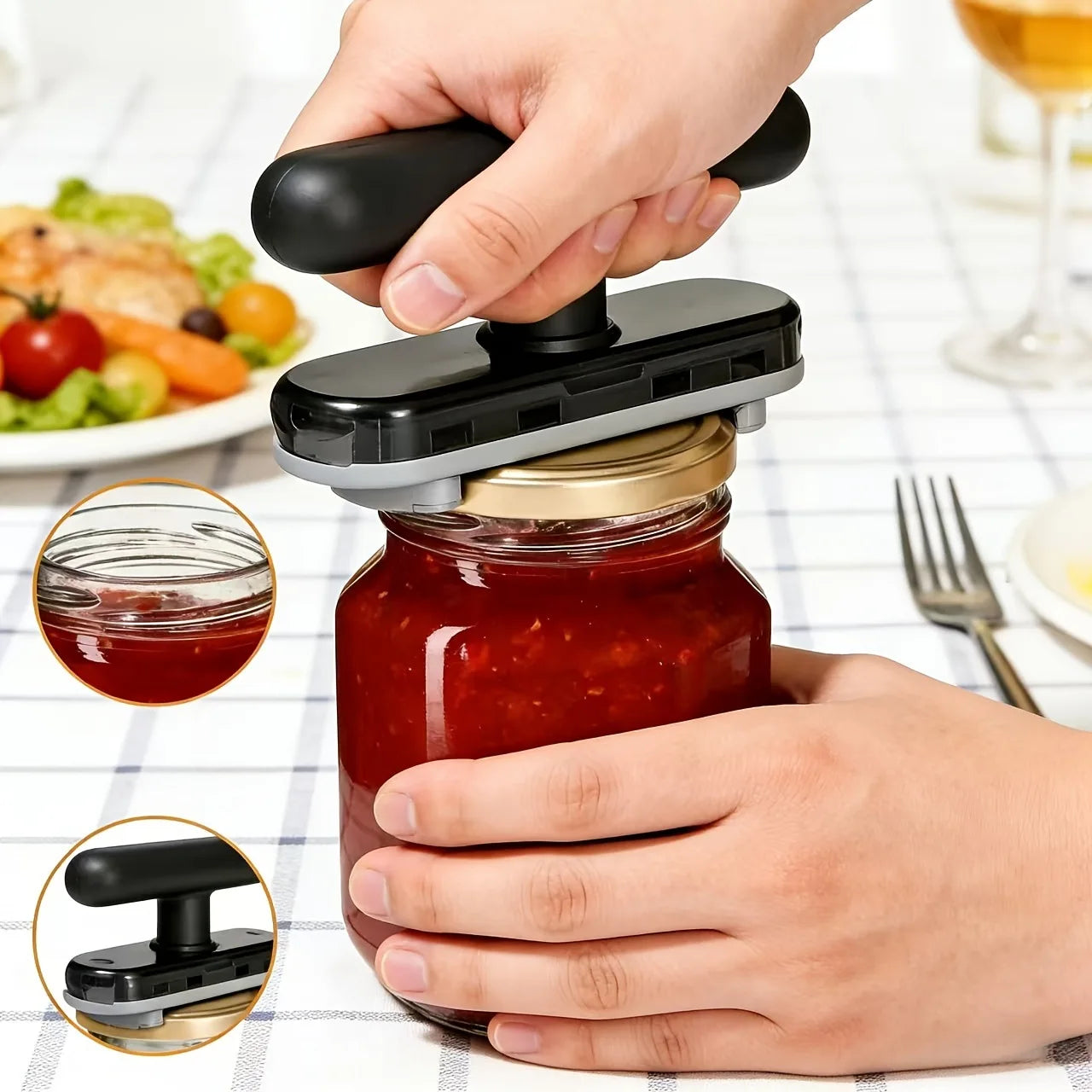 Adjustable Multi-Function Clamp Lid, Bottle, And Can Opener