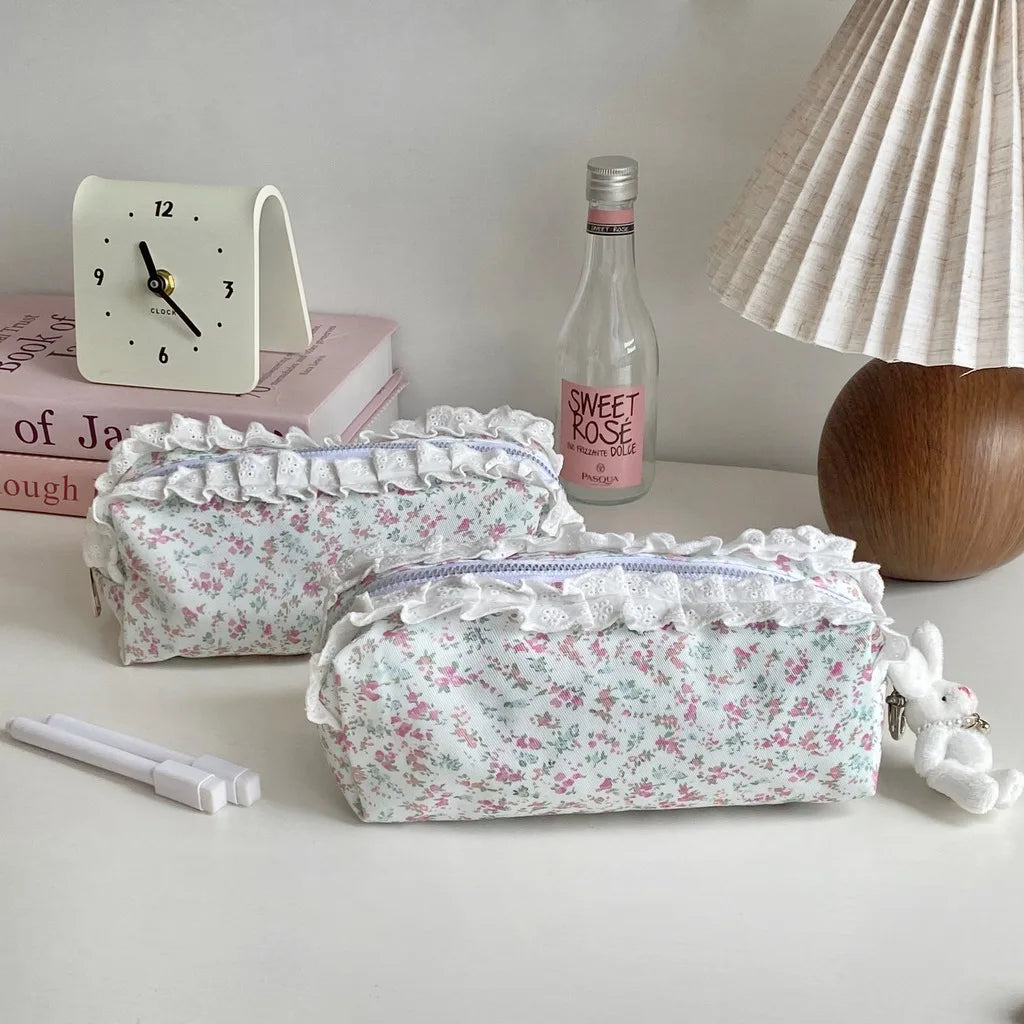 Cute Floral Zippered Pencil Case