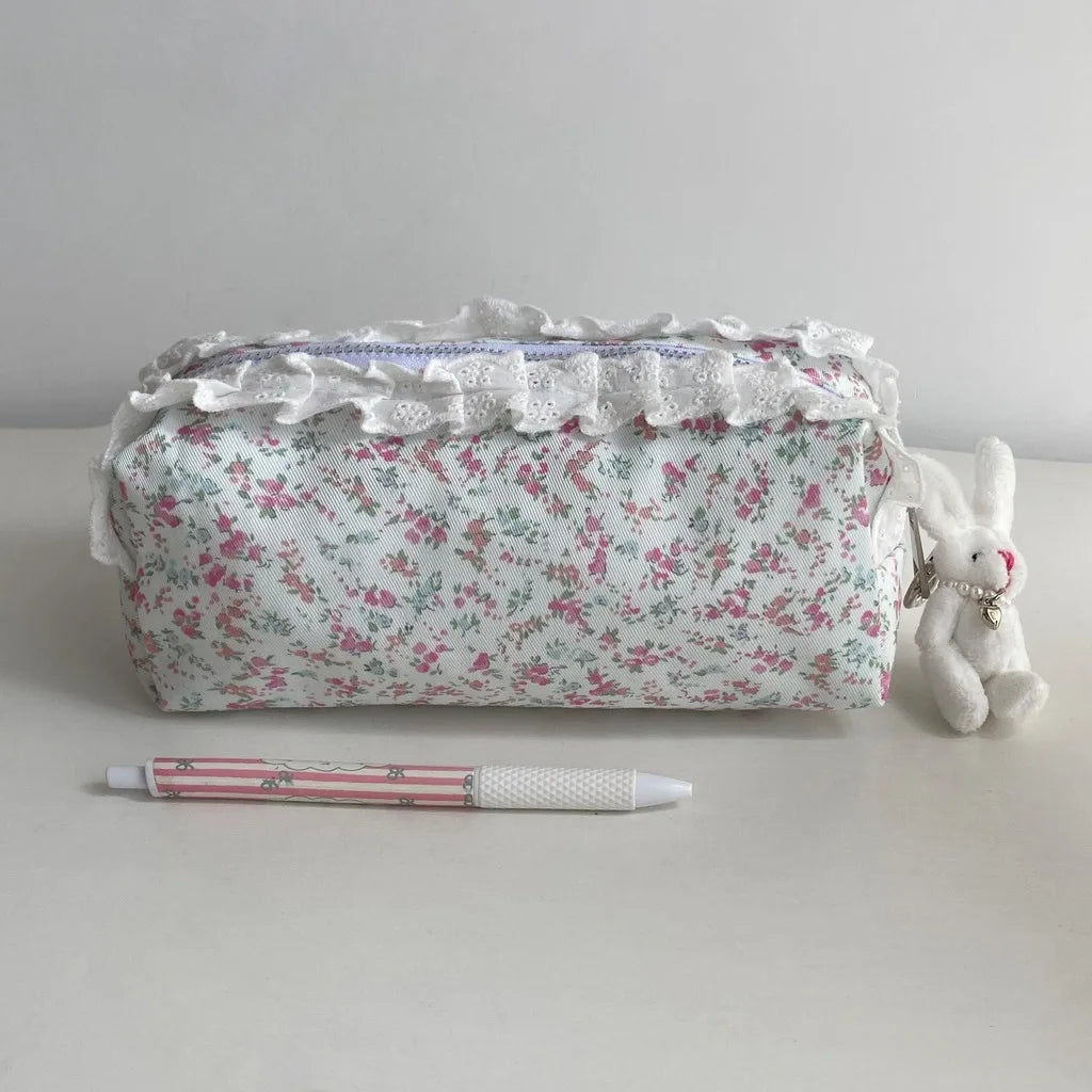 Cute Floral Zippered Pencil Case