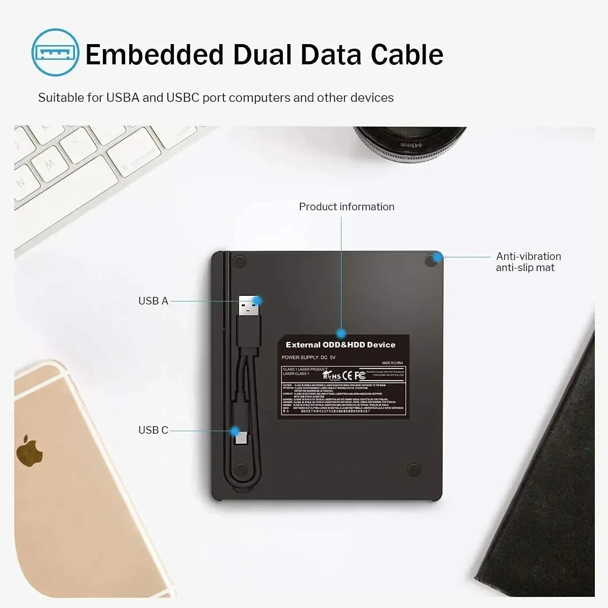 Portable DVD Player 7 in 1 External Drive USB